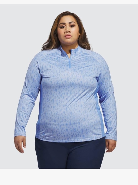 NWT adidas Women's Golf Shirt size 2X Blue Ultimate365 Quarter Zip Mock Neck - Picture 2 of 6